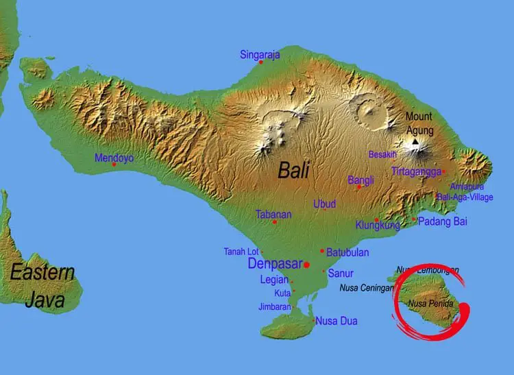 map of nusa penida in indonesia