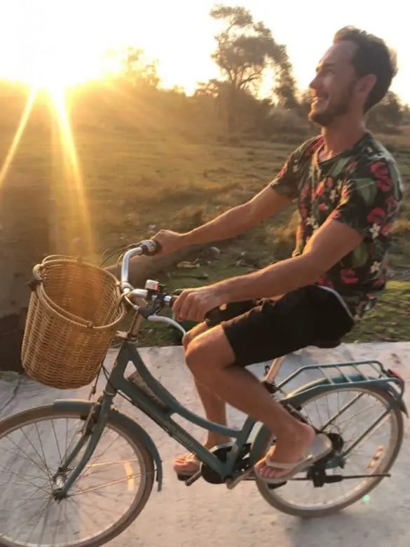 cycling at sunset