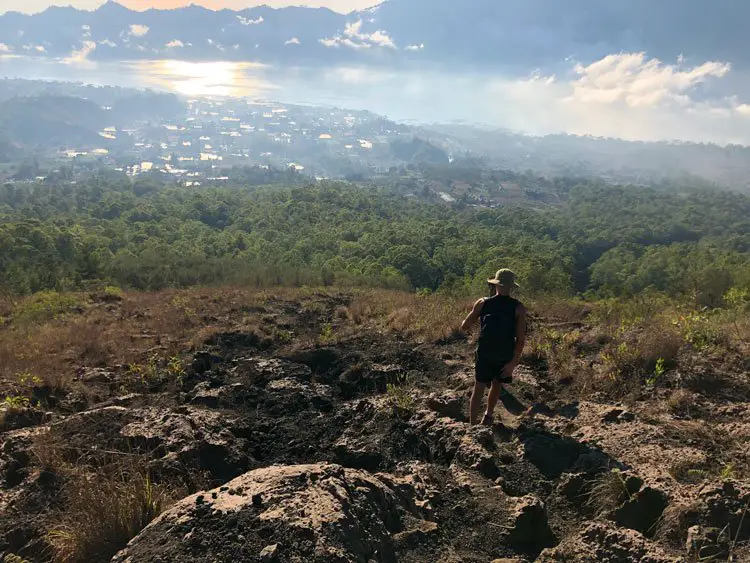 running down mount batur