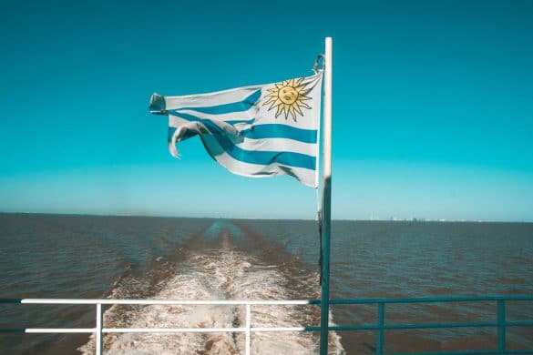 flag of uruguay on a ferry