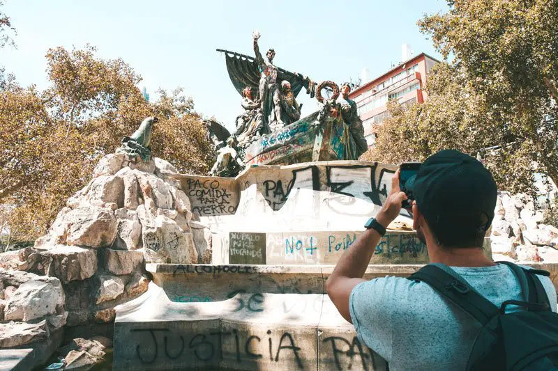 monument in the park destroyed