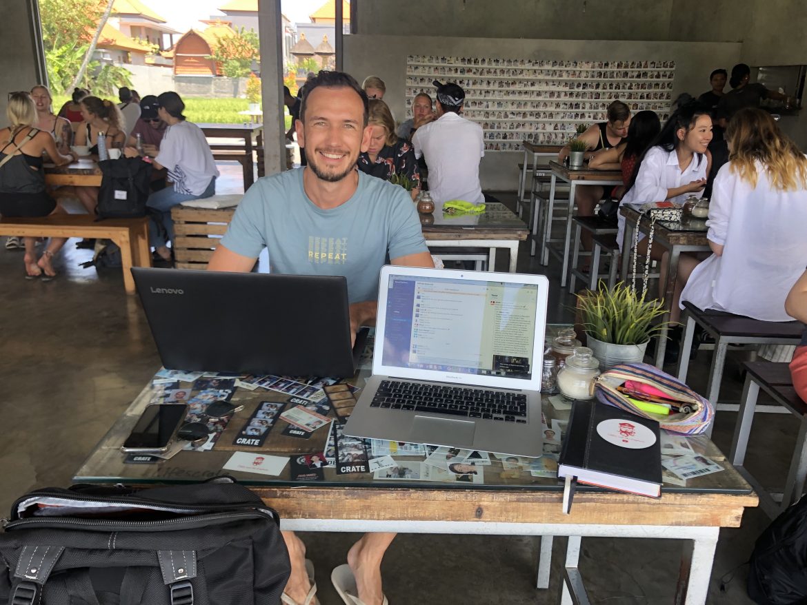 ollie working remotely in bali