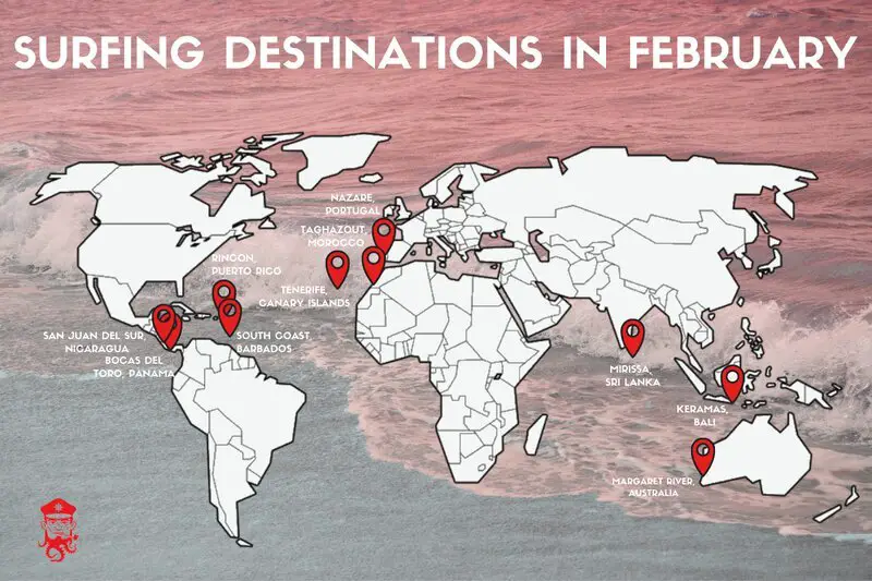 world map surfing in february