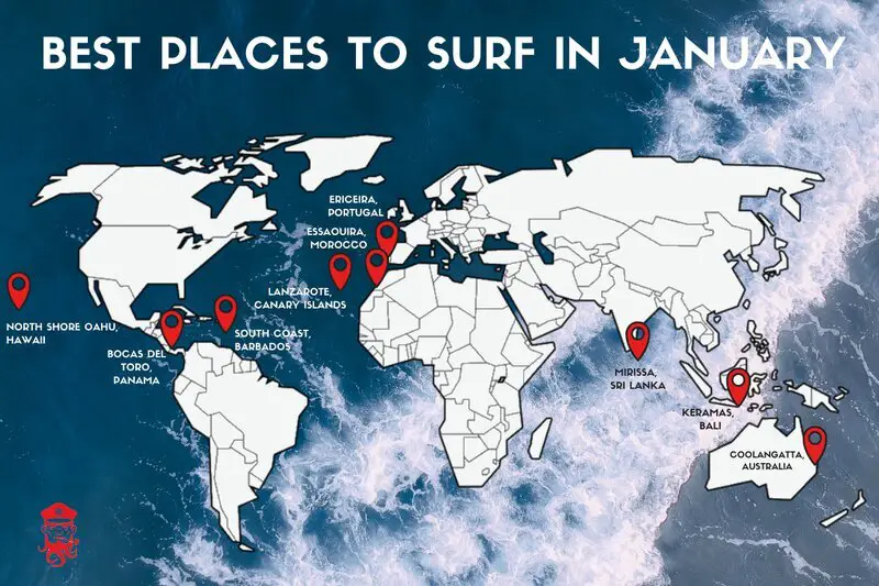 world map surfing in january
