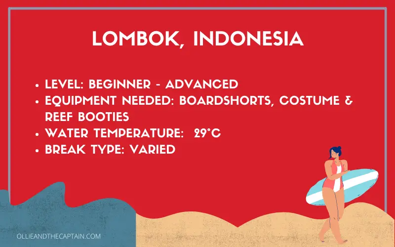 surfing in lombok in march